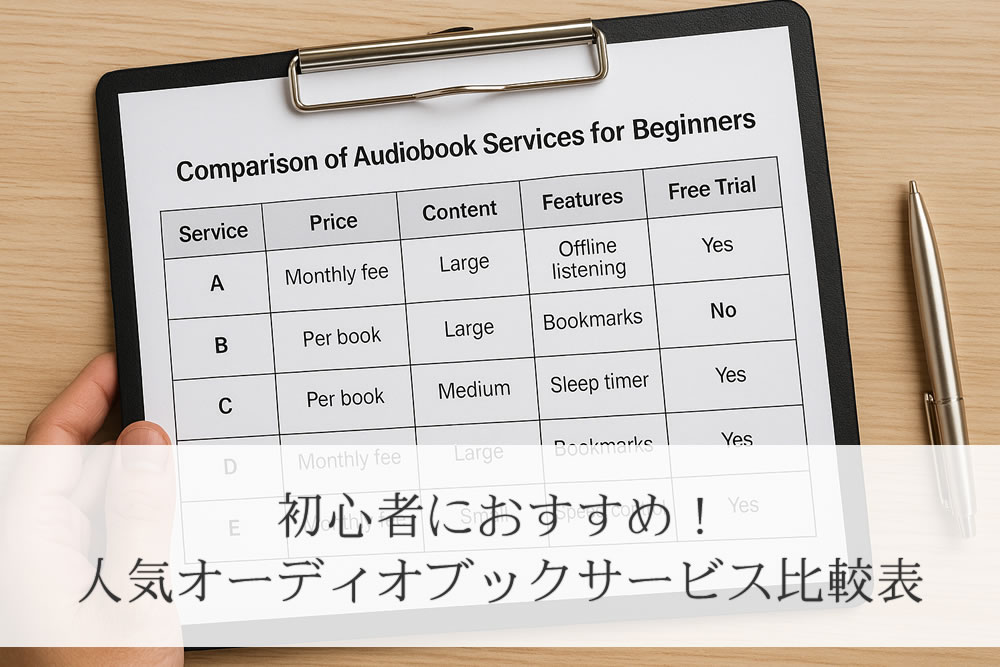 おすすめオーディオブックサービスの比較表