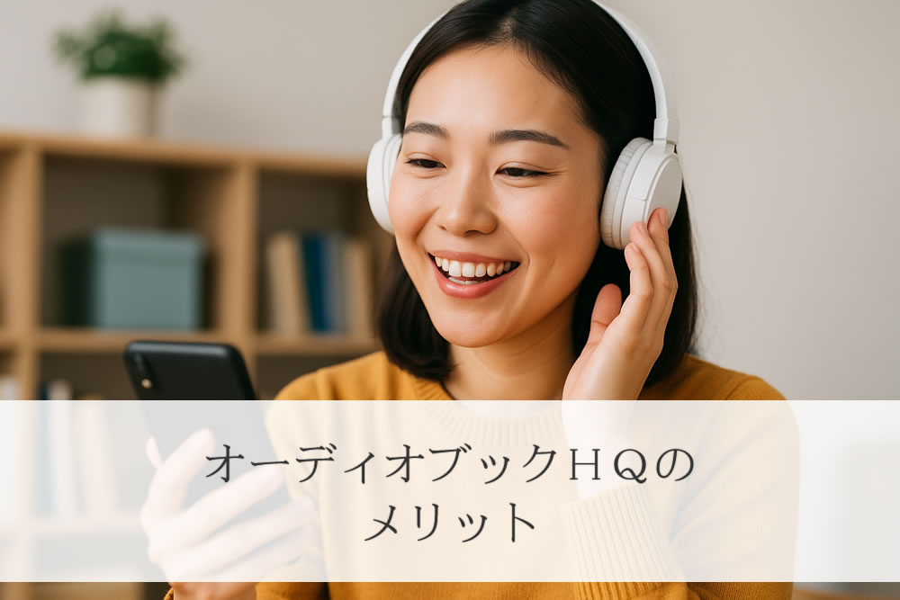 オーディオブックHQを利用して喜ぶ女性