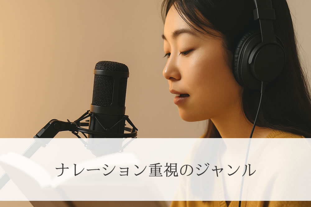 ナレーターとして本を読む女性