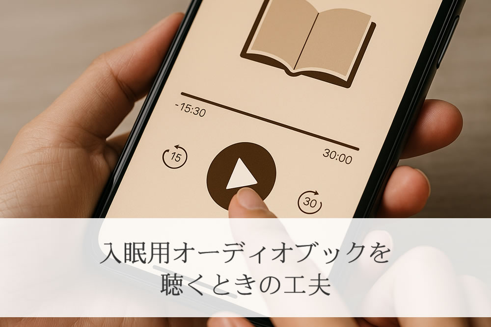 入眠時にオーディオブックを操作する手指