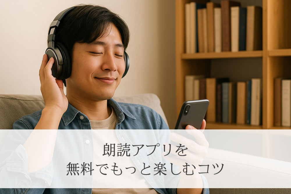 朗読アプリを楽しむ男性