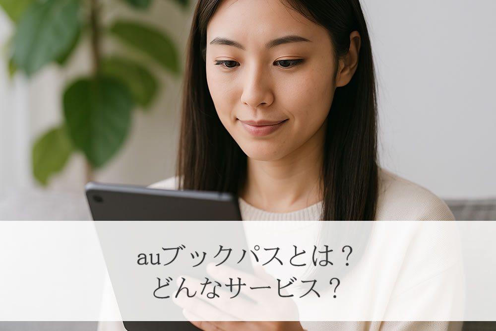 auブックパスのサイトを見る女性