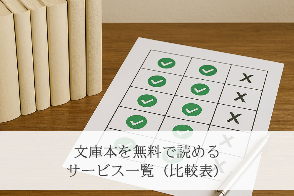 文庫本無料ダウンロードサイトの比較表