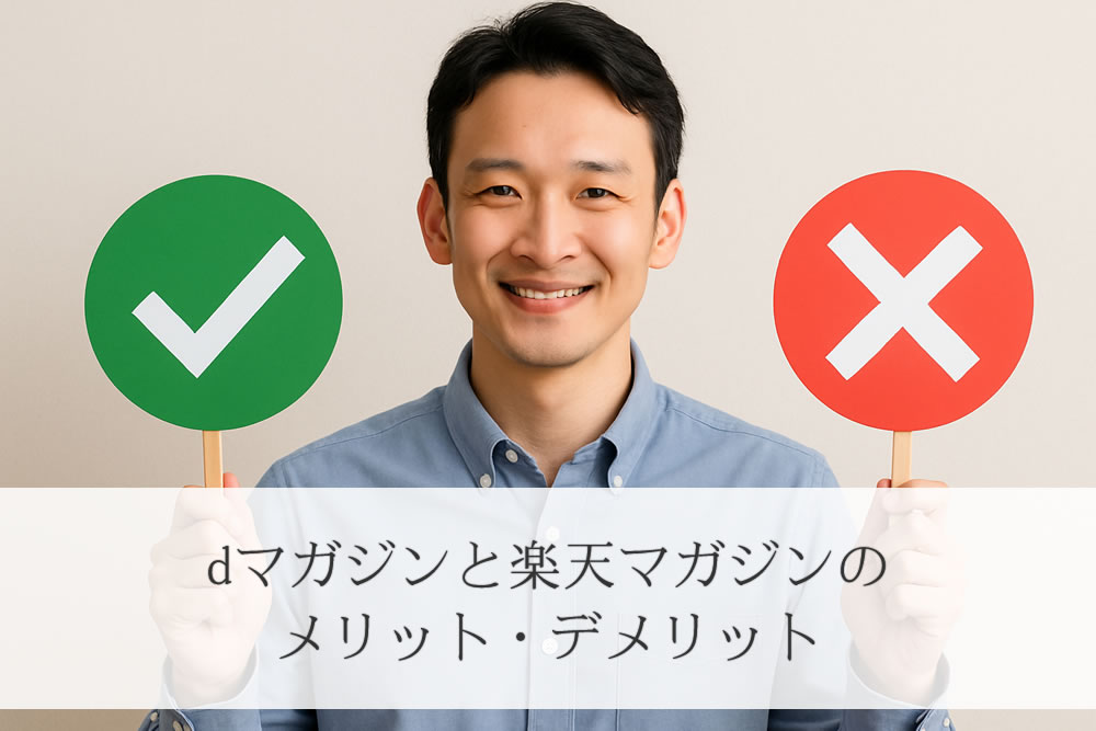 dマガジンと楽天マガジンのメリットとデメリットを伝える男性