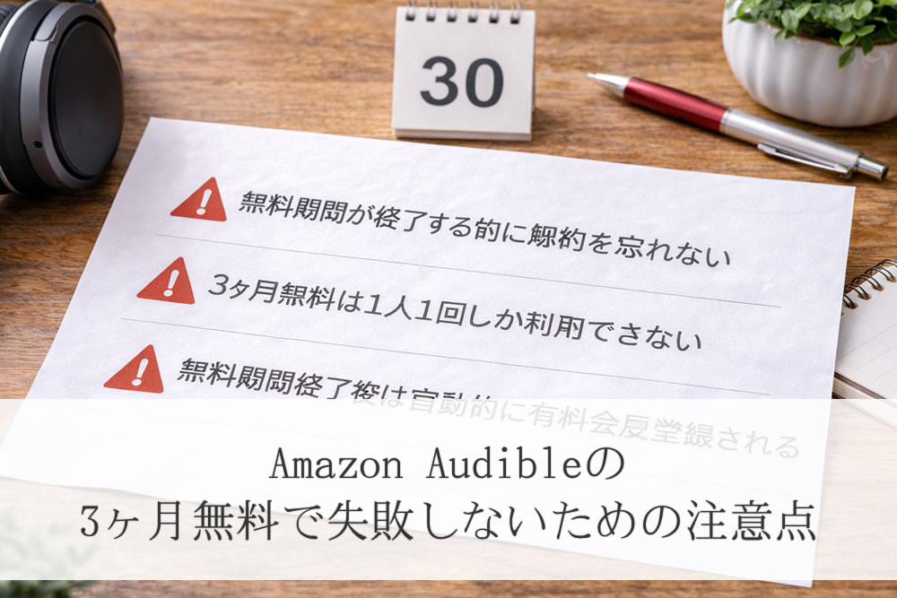 amazon audible 3ヶ月無料キャンペーンの注意点