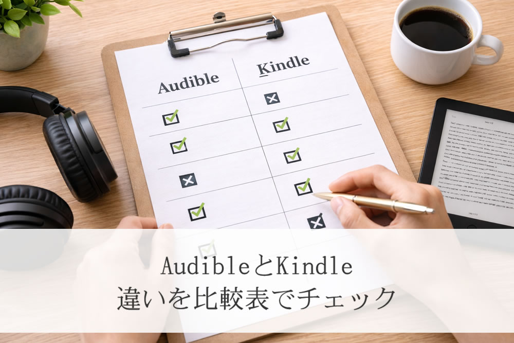 audibleとkindleの比較表