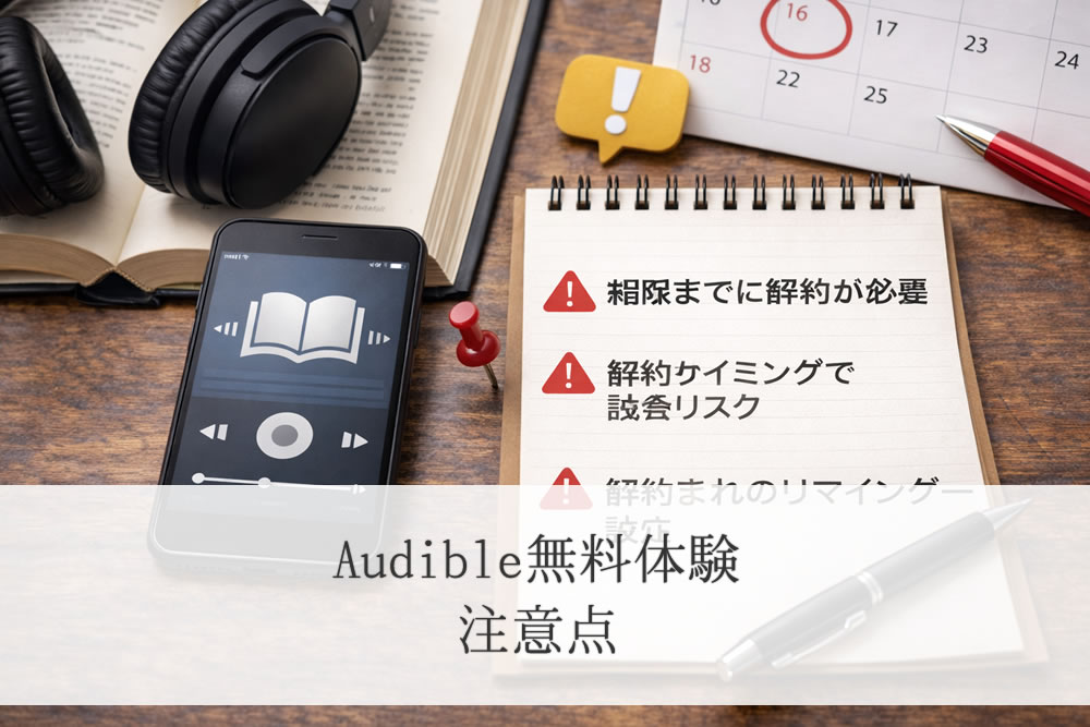 audible無料体験の注意点をリストにしたメモ